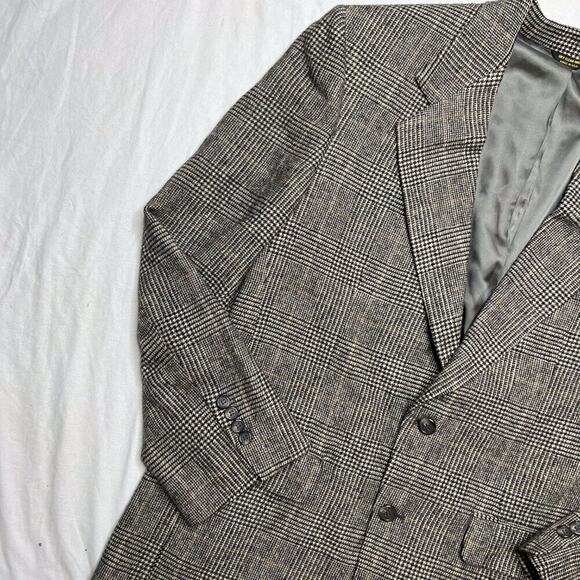 Halls Kansas City Vintage Blazer Brown Plaid Camel Hair Men's Classic Preppy - Picture 6 of 10